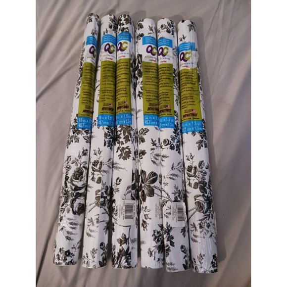 NEW!! BLACK & WHITE FLORAL CONTACT PAPER (6 rolls) - Picture 8 of 8